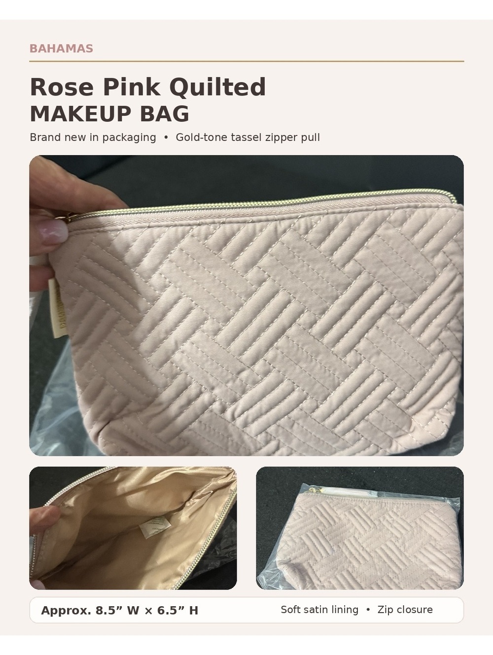 Bahamas Rose Pink Makeup Bag